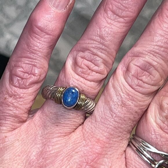 Vintage Sterling 12K Blue Kyanite Twisted Rope Ring size 8 - Picture 5 of 13